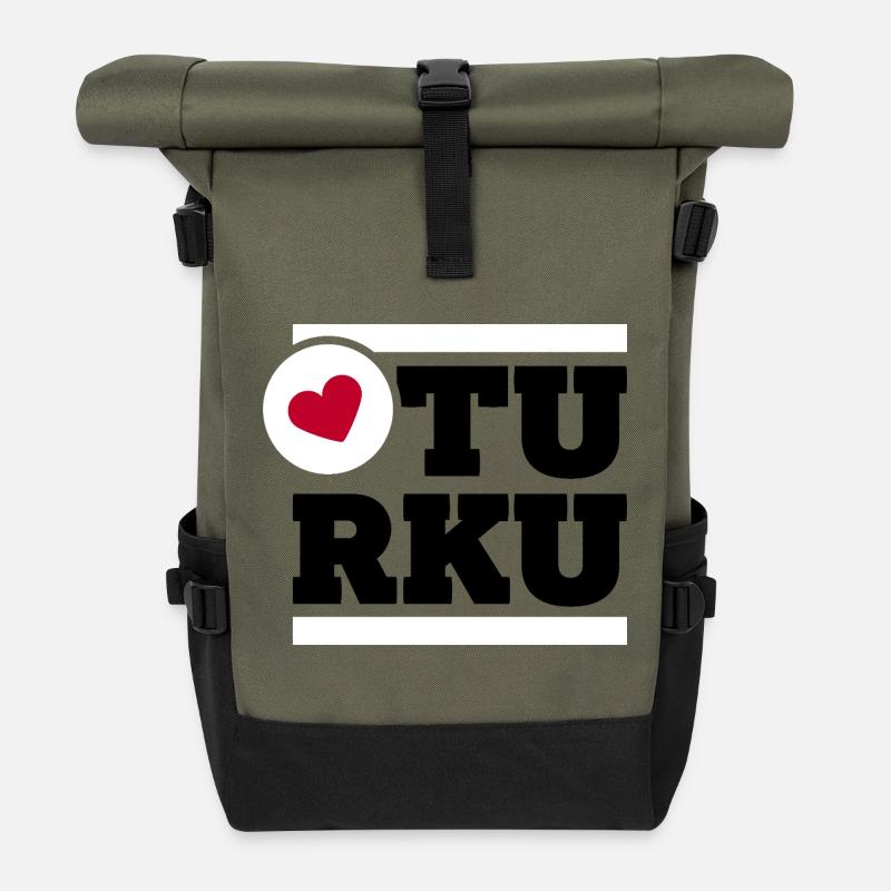 LoveTurku - Rolltop Rucksack - Olive/Schwarz