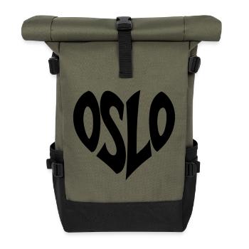 Oslo - Norway Lettering - Roll Top Backpack - olive/black - Front