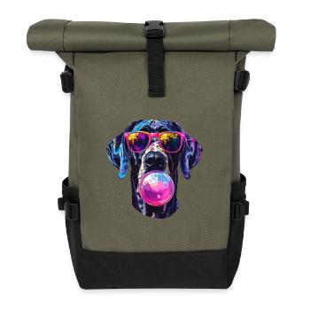 Deutsche Dogge mit Kaugummi - Rolltop Rucksack - Olive/Schwarz - Vorne
