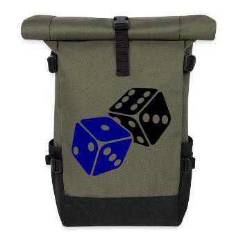 Blue Cube Minimal Design - Roll Top Backpack - olive/black - Front