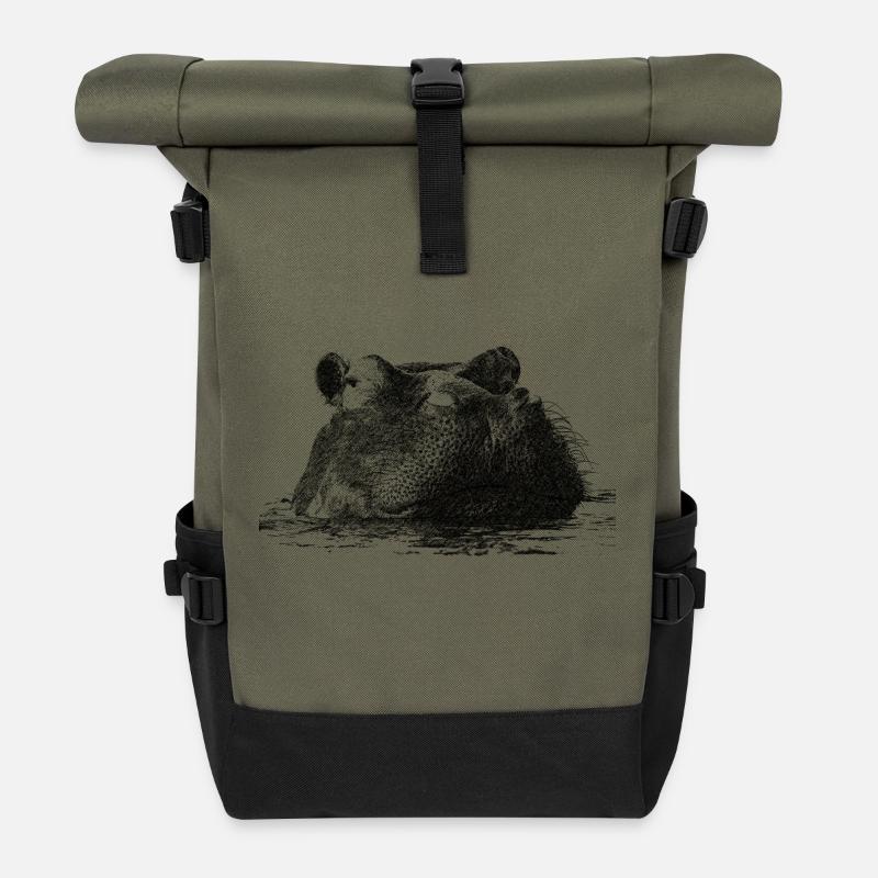 hippo - Rolltop Rucksack - Olive/Schwarz