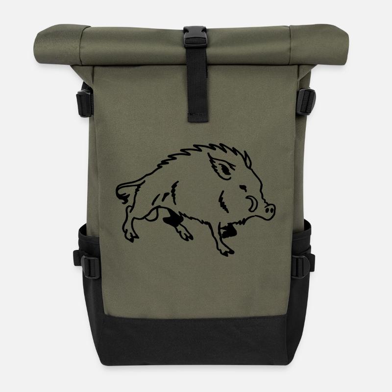 Sanglier - Sac à dos roll top - olive/noir