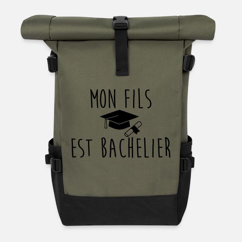 Mon fils est bachelier - Sac à dos roll top - olive/noir