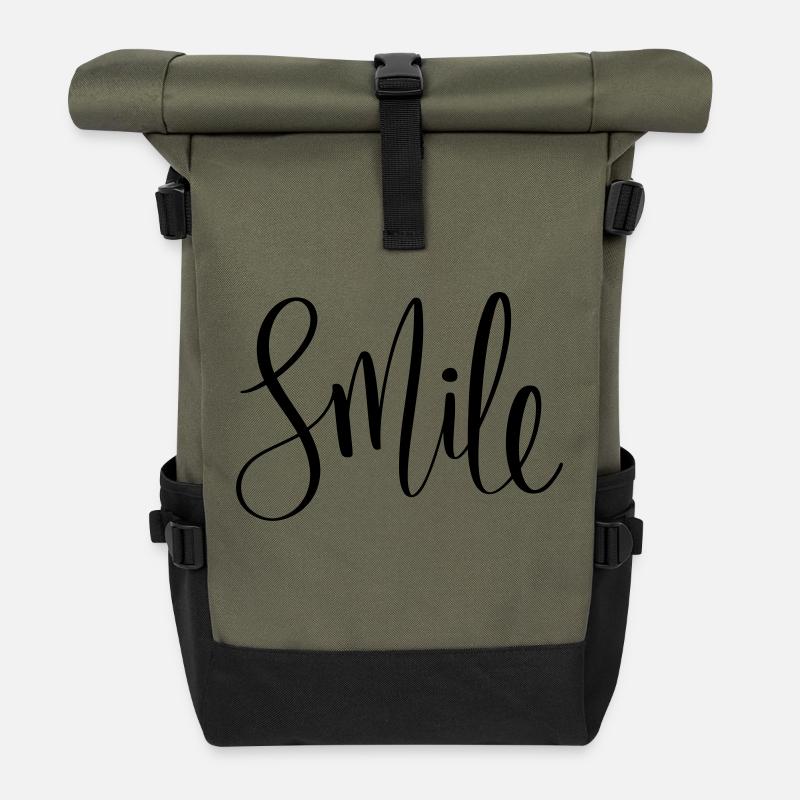 Just Smile - Rolltop Rucksack - Olive/Schwarz