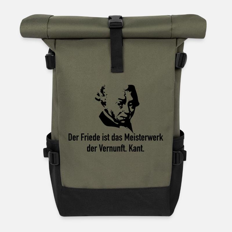 Kant: Der Friede ist das Meisterwerk der Vernunft - Rolltop Rucksack - Olive/Schwarz