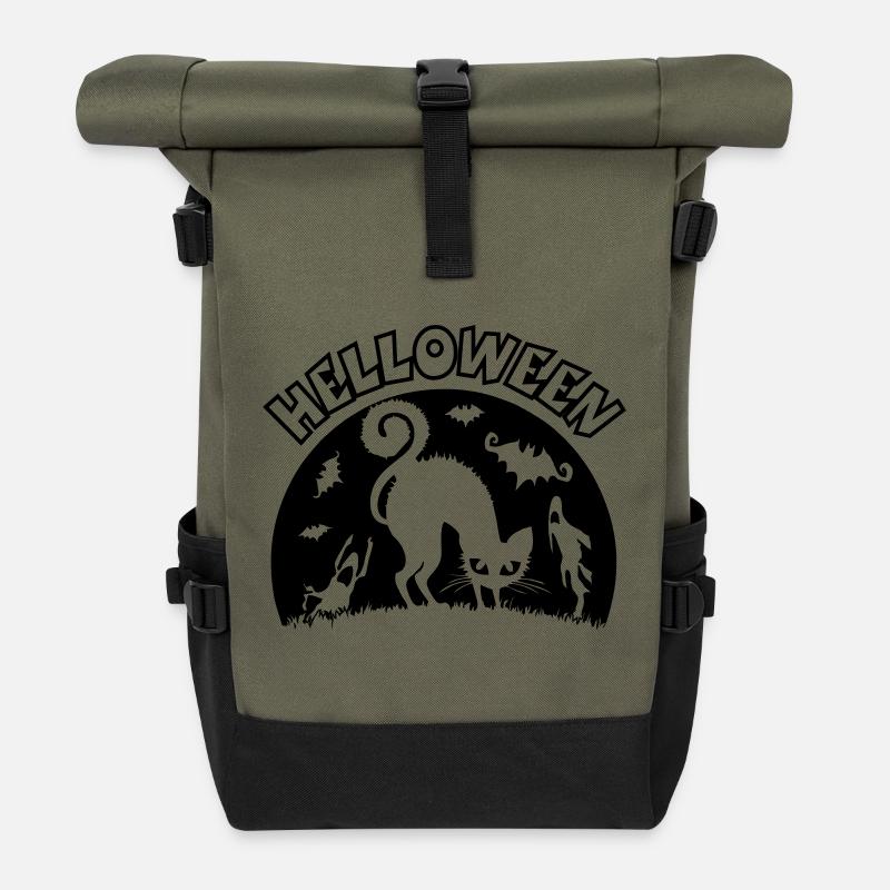 Helloween01 - Sac à dos roll top - olive/noir