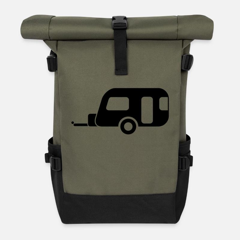 wohnwagen_a - Rolltop Rucksack - Olive/Schwarz