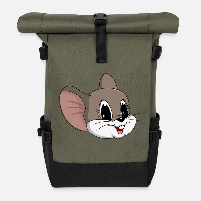 lorey.w "kleine Maus", Mädchen - Rolltop Rucksack - Olive/Schwarz