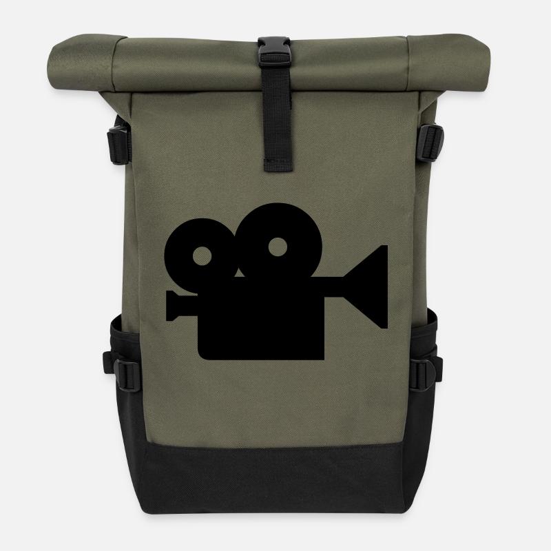 photo camera - Roll Top Backpack - olive/black
