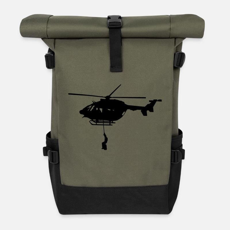 helicoptere ec 145 type dragon securité civile - Sac à dos roll top - olive/noir