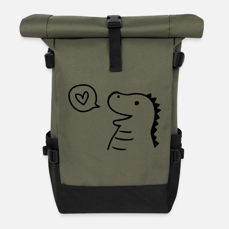 Cute Dino - Sac à dos roll top - olive/noir