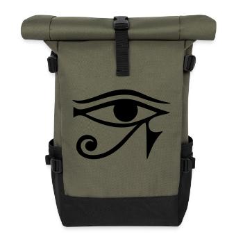EYE of Horus/ Re, reverse moon eye of Thoth/ - Roll Top Backpack - olive/black - Front