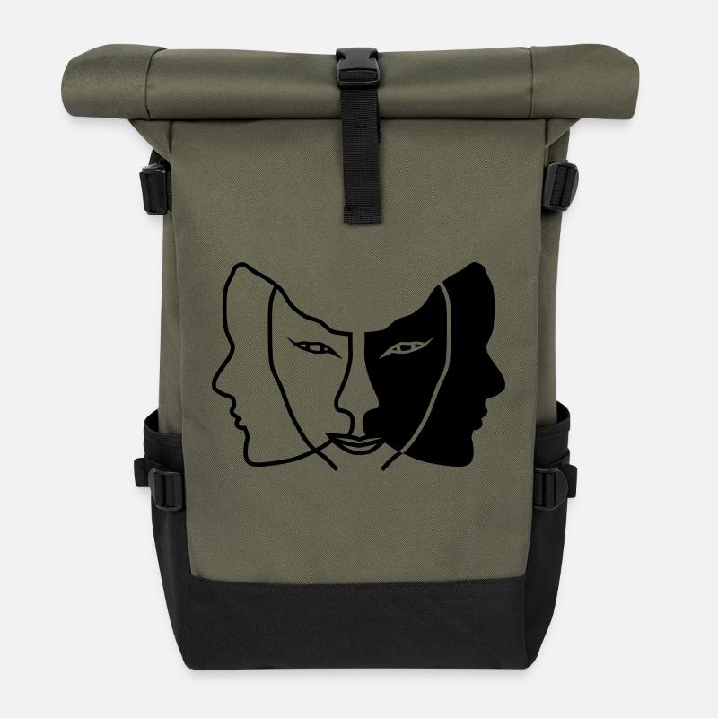 Licht Dunkel Gesichtsmaske gemini - Rolltop Rucksack - Olive/Schwarz