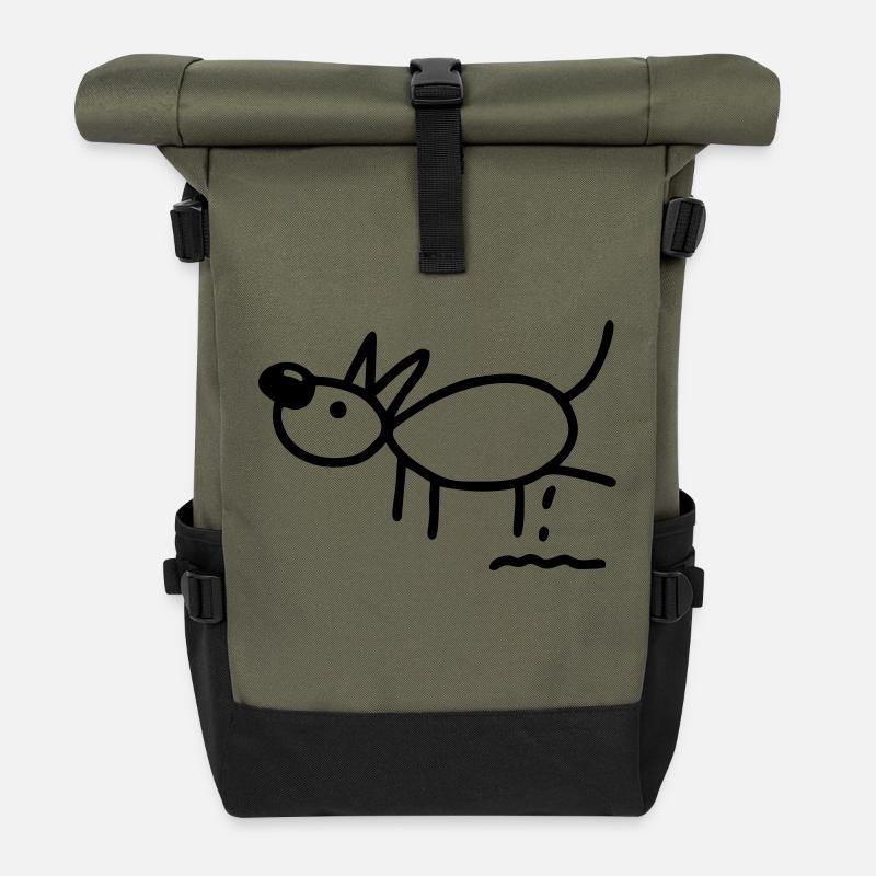 Hund pinkelt - Rolltop Rucksack - Olive/Schwarz