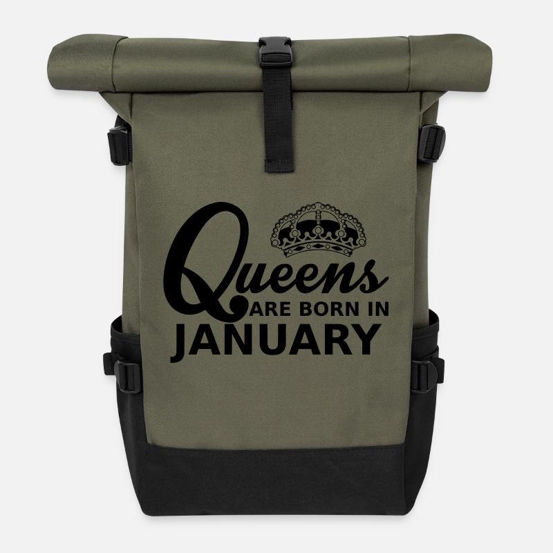 queens are born in january - Sac à dos roll top - olive/noir