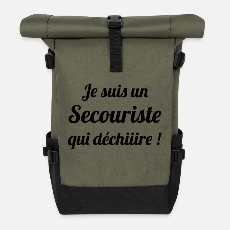 Erste Hilfe / Retter / Retterin / Arzt - Rolltop Rucksack - Olive/Schwarz