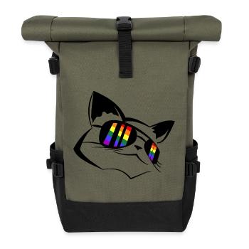 Pride Chat LGBT - Sac à dos roll top - olive/noir - Devant
