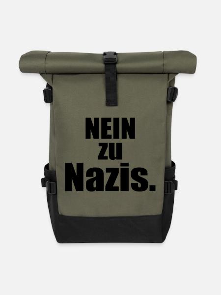 Nein zu nazis - Rolltop Rucksack - Olive/Schwarz