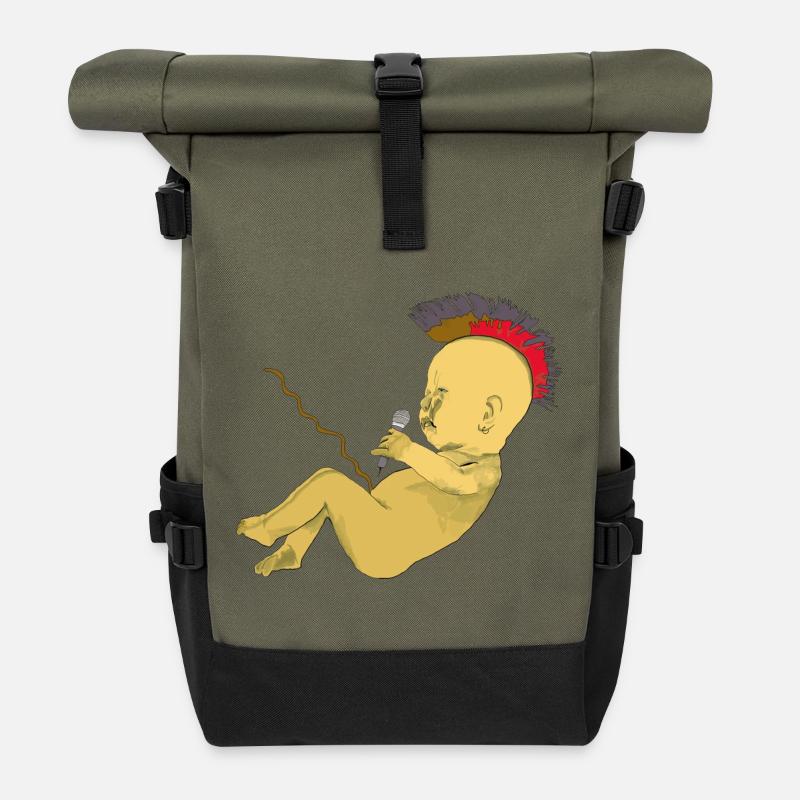 Punk - Sac à dos roll top - olive/noir
