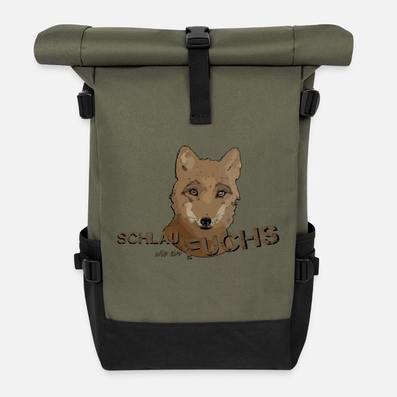 Fuchs schlauer Fuchs schlau schlauer wie ein Fuchs - Rolltop Rucksack - Olive/Schwarz