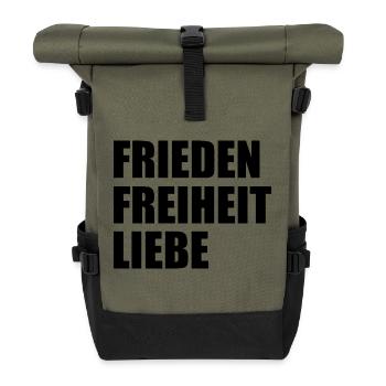Frieden freiheit liebe - Rolltop Rucksack - Olive/Schwarz - Vorne