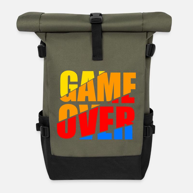 game over - Rolltop Rucksack - Olive/Schwarz