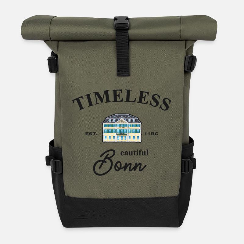 Bonn, Postamt, ehemalige deutsche Bundeshauptstadt - Rolltop Rucksack - Olive/Schwarz