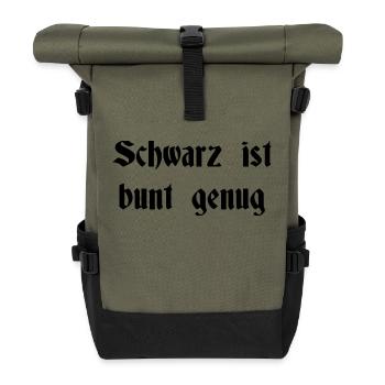 Schwarz ist bunt genug - Rolltop Rucksack - Olive/Schwarz - Vorne