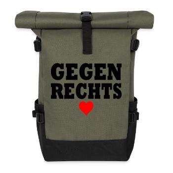 Gegen rechts - Rolltop Rucksack - Olive/Schwarz - Vorne