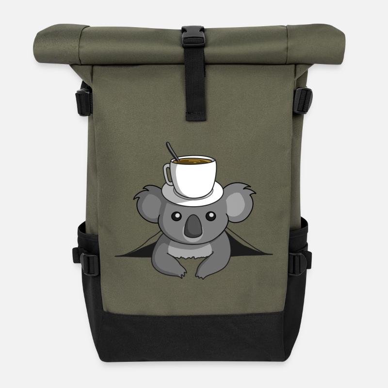 Kaffee Koala - Rolltop Rucksack - Olive/Schwarz