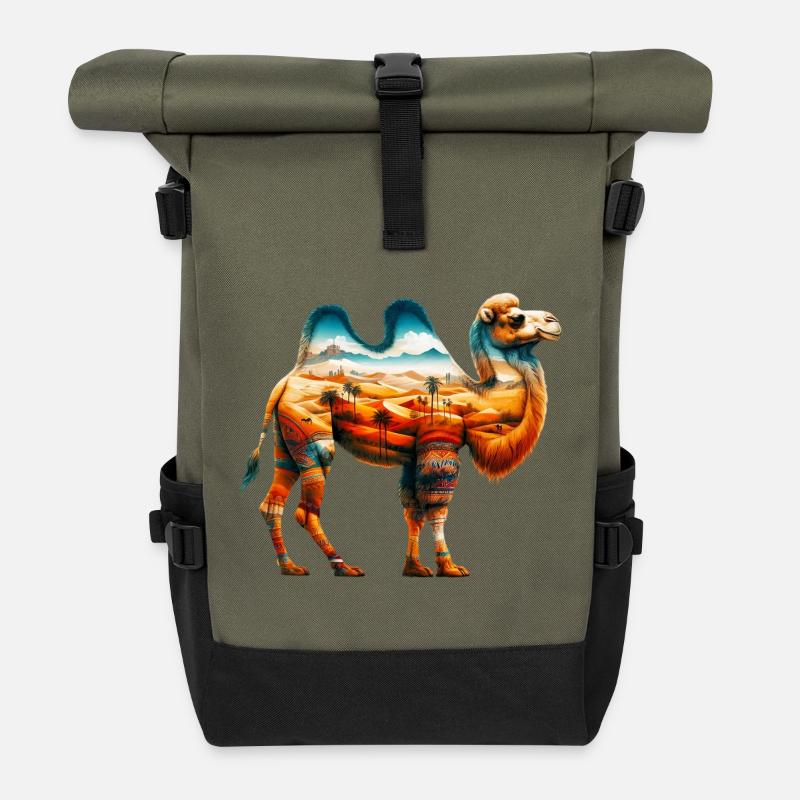 Kamel - Rolltop Rucksack - Olive/Schwarz