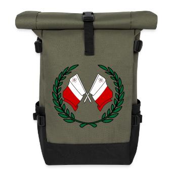 Flaggen Malta im Lorbeerkranz - Rolltop Rucksack - Olive/Schwarz - Vorne