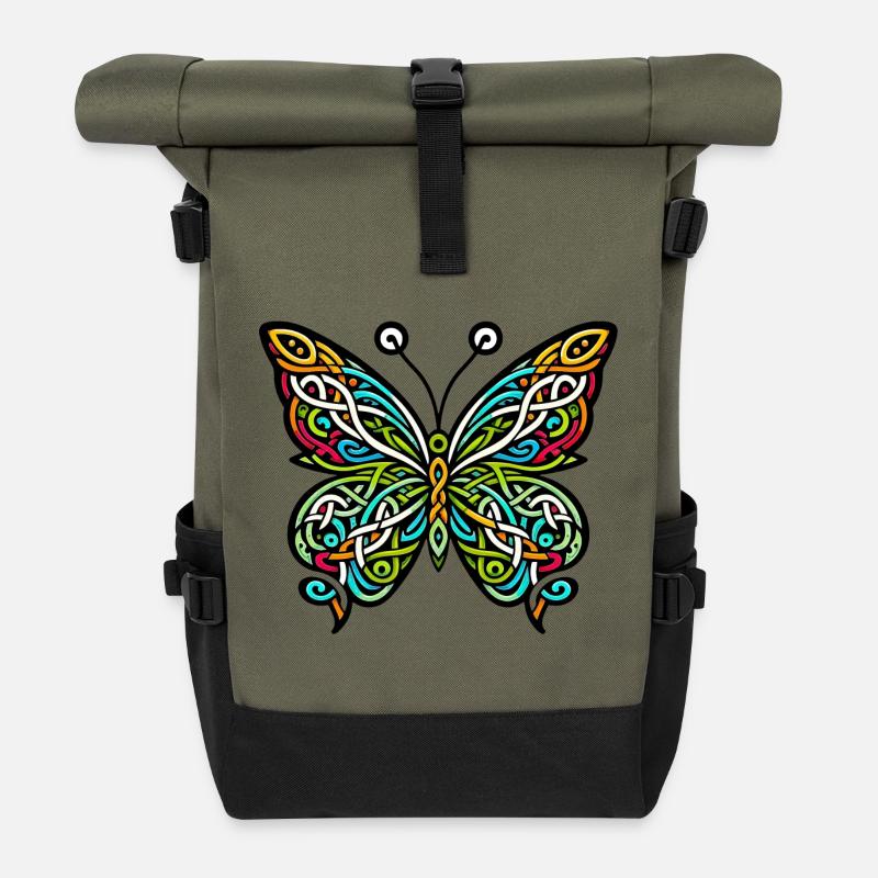 Schmetterling - Rolltop Rucksack - Olive/Schwarz