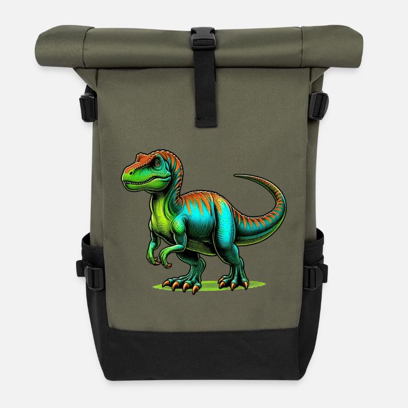 Dinosaurier - Rolltop Rucksack - Olive/Schwarz