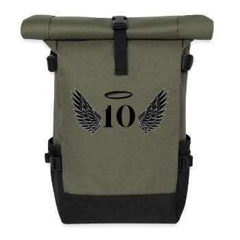 Number 10 Angel - 10th Birthday Wings - Roll Top Backpack - olive/black - Front