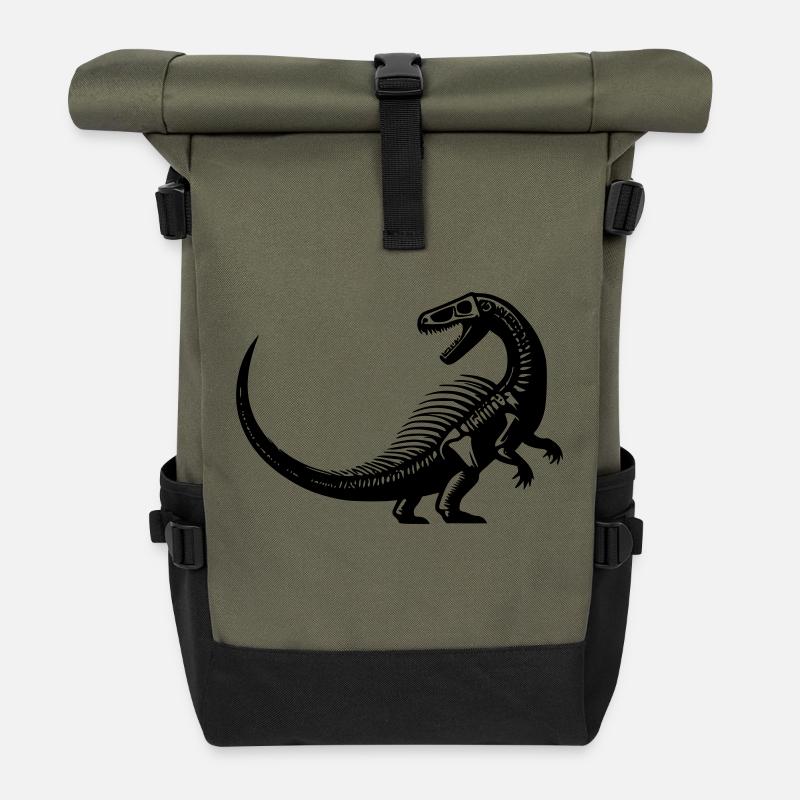 Dinosaurier-Fossil - Rolltop Rucksack - Olive/Schwarz