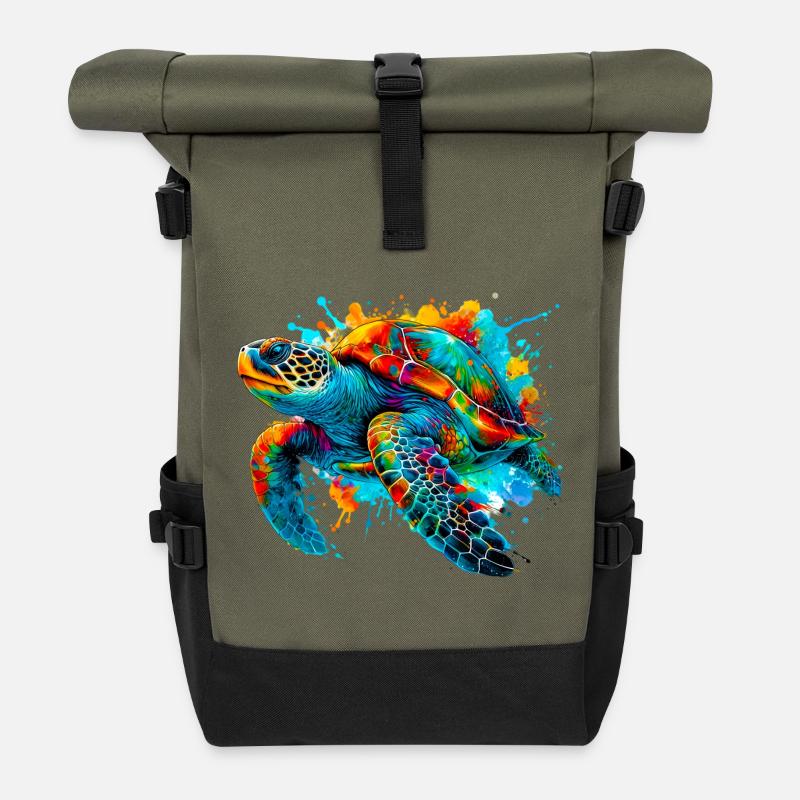 Schildkröte - Rolltop Rucksack - Olive/Schwarz