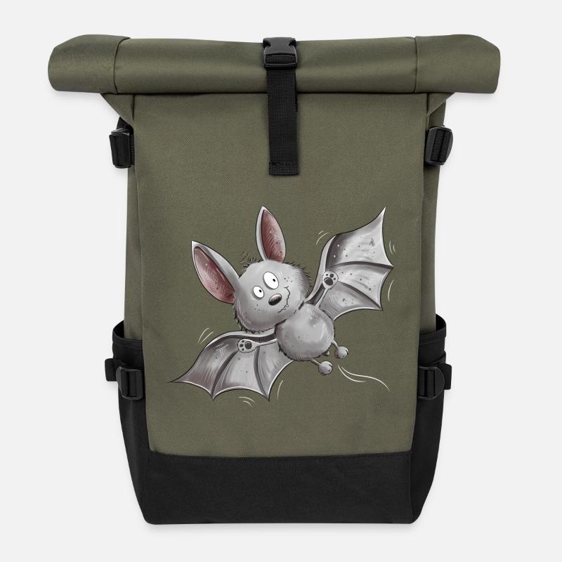 Flatternde Fledermaus - Rolltop Rucksack - Olive/Schwarz