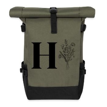 Minimalist flowers - Roll Top Backpack - olive/black - Front