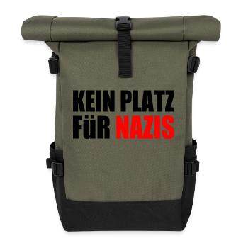 kein platz für nazis - Rolltop Rucksack - Olive/Schwarz - Vorne