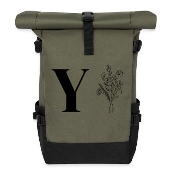Minimalist Flowers - Roll Top Backpack - olive/black - Front