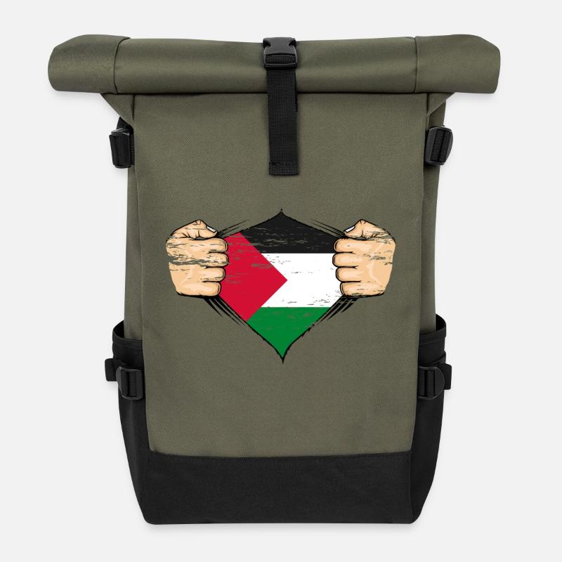 Palästina Flagge Design used - Rolltop Rucksack - Olive/Schwarz