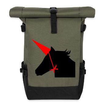 Einhorn Hut - Rolltop Rucksack - Olive/Schwarz - Vorne