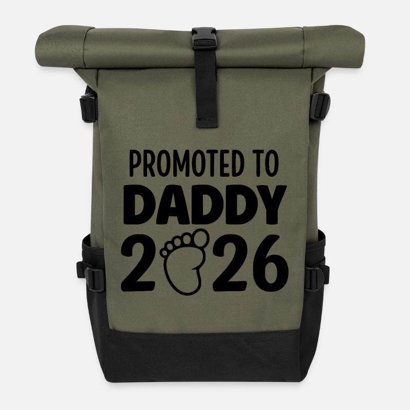 Promoted To Daddy 2026 - Rolltop Rucksack - Olive/Schwarz