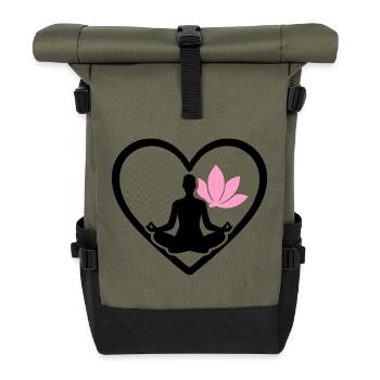Yoga Femme Coeur Silhouette Lotus Bien-être - Sac à dos roll top - olive/noir - Devant