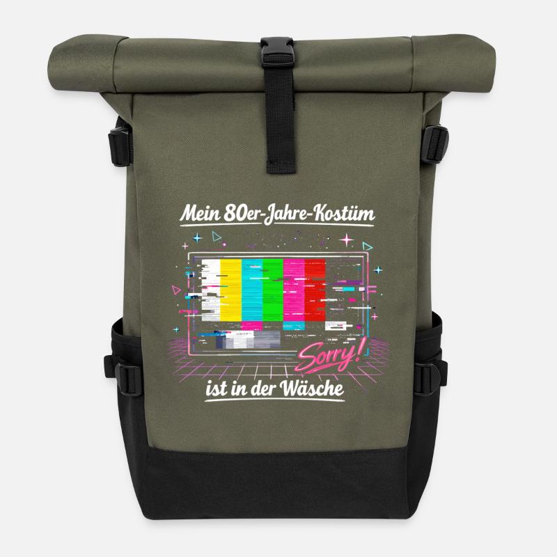 Image d’essai costume des années 80 Carnaval drôle rétro - Sac à dos roll top - olive/noir