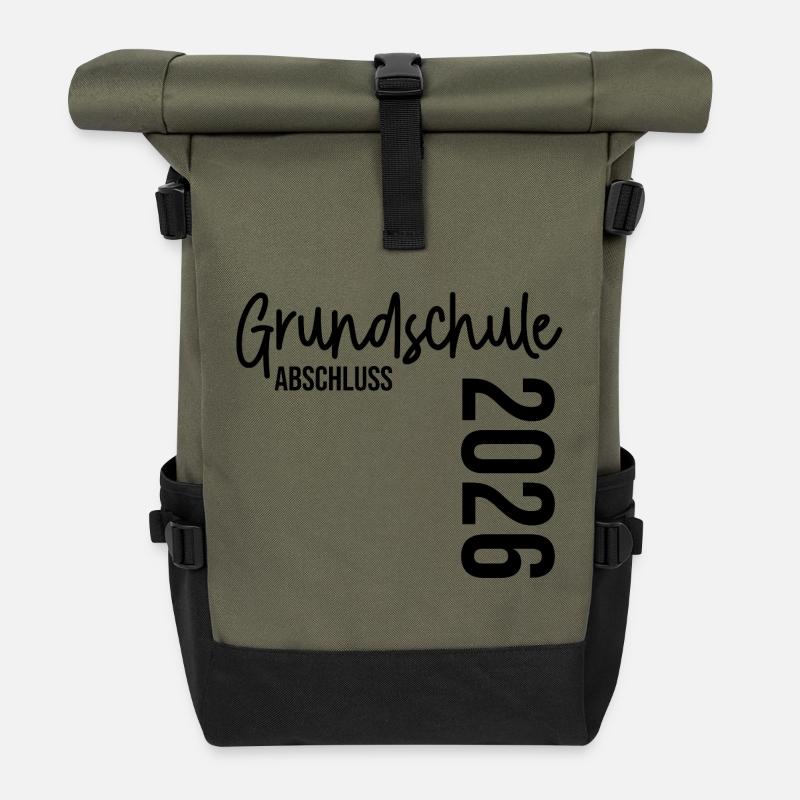 Abschluss Grundschule 2026 - Rolltop Rucksack - Olive/Schwarz