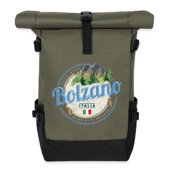 Bozen Trentino Südtirol Italien Vintage Souvenir - Rolltop Rucksack - Olive/Schwarz - Vorne