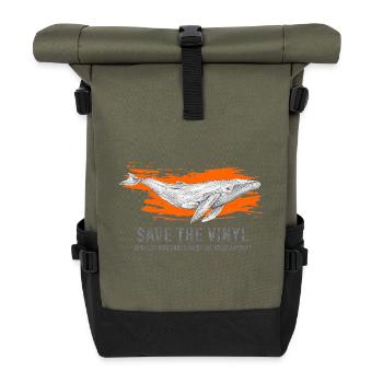 Whale & Vinyl Rescue Art - Roll Top Backpack - olive/black - Front