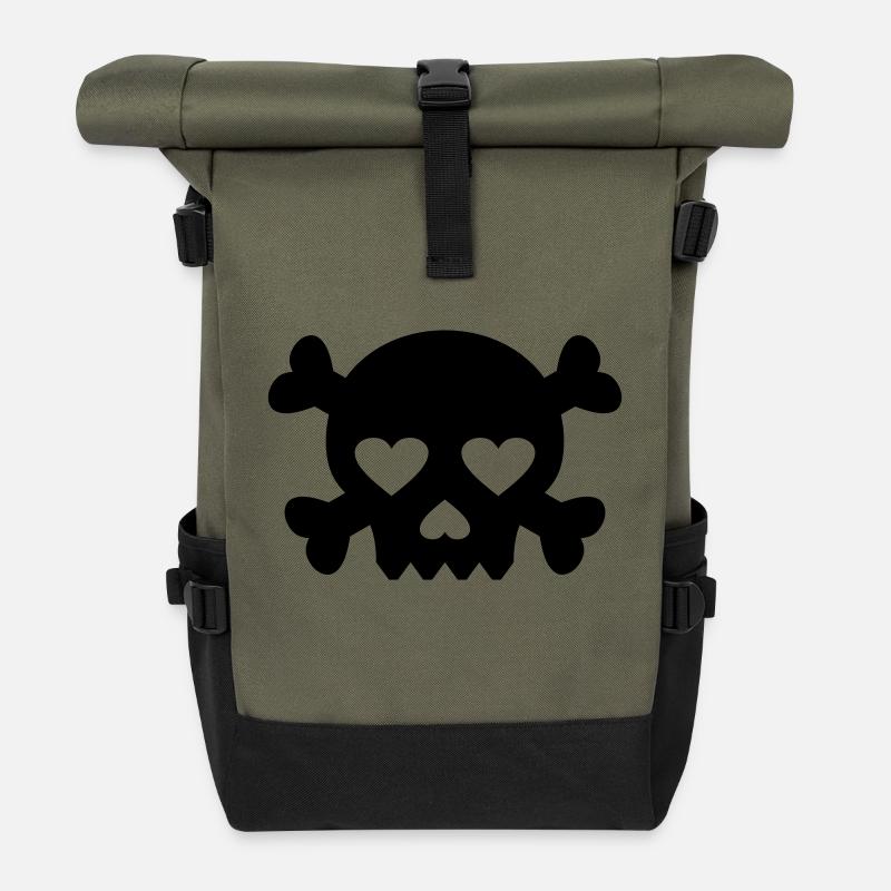 heartskull - Rolltop Rucksack - Olive/Schwarz